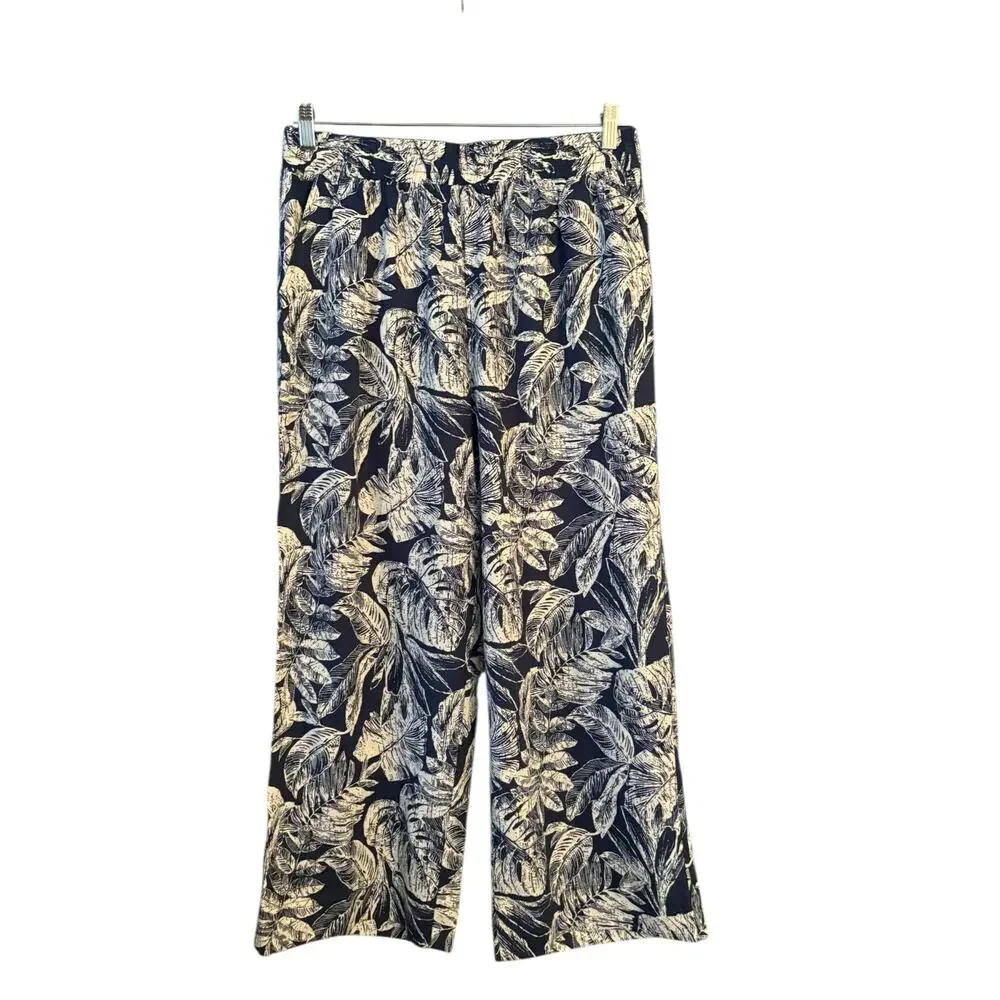 Panama Jack Beachy Tropical Pants Coastal Linen Blend Flowy Airy XL Botanical